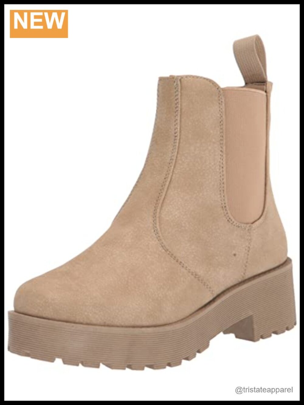 Faux Leather Chelsea Ankle Boots Side Gore Pull-On Round Toe Fleece Lined